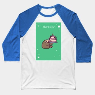 "Thank You" Birthday Cake Sloth Baseball T-Shirt